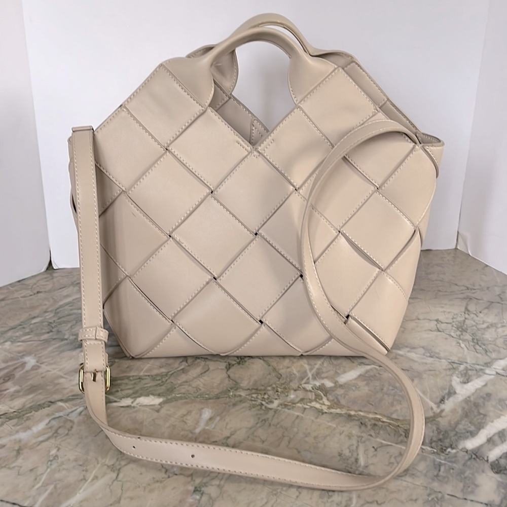 Vegan leather woven bag